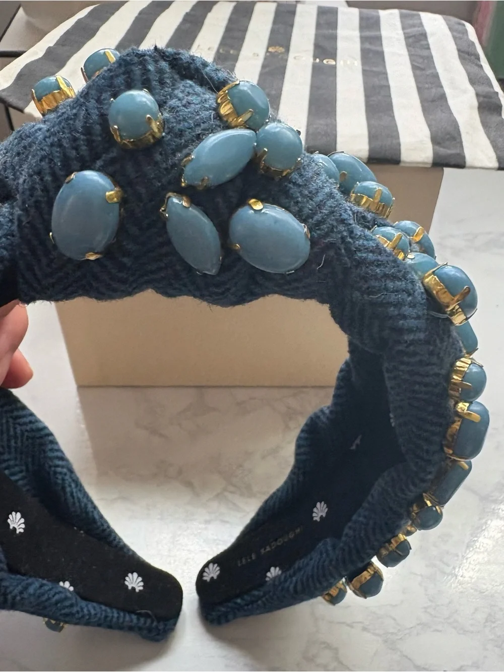 Lele Sadoughi Midnight Tweed Pebble Knotted Headband